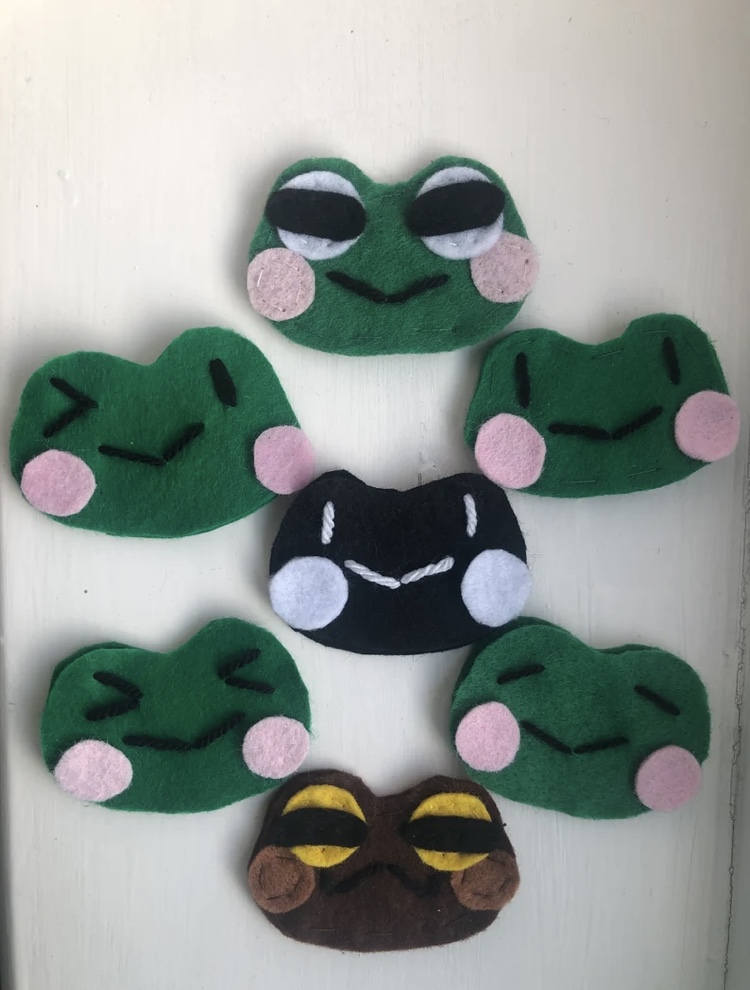 Felt frog pin collection