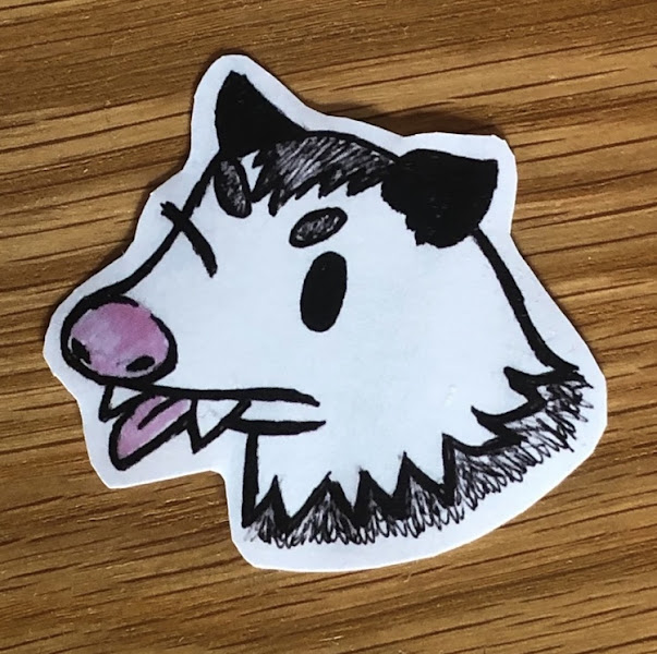 Winking possum sticker